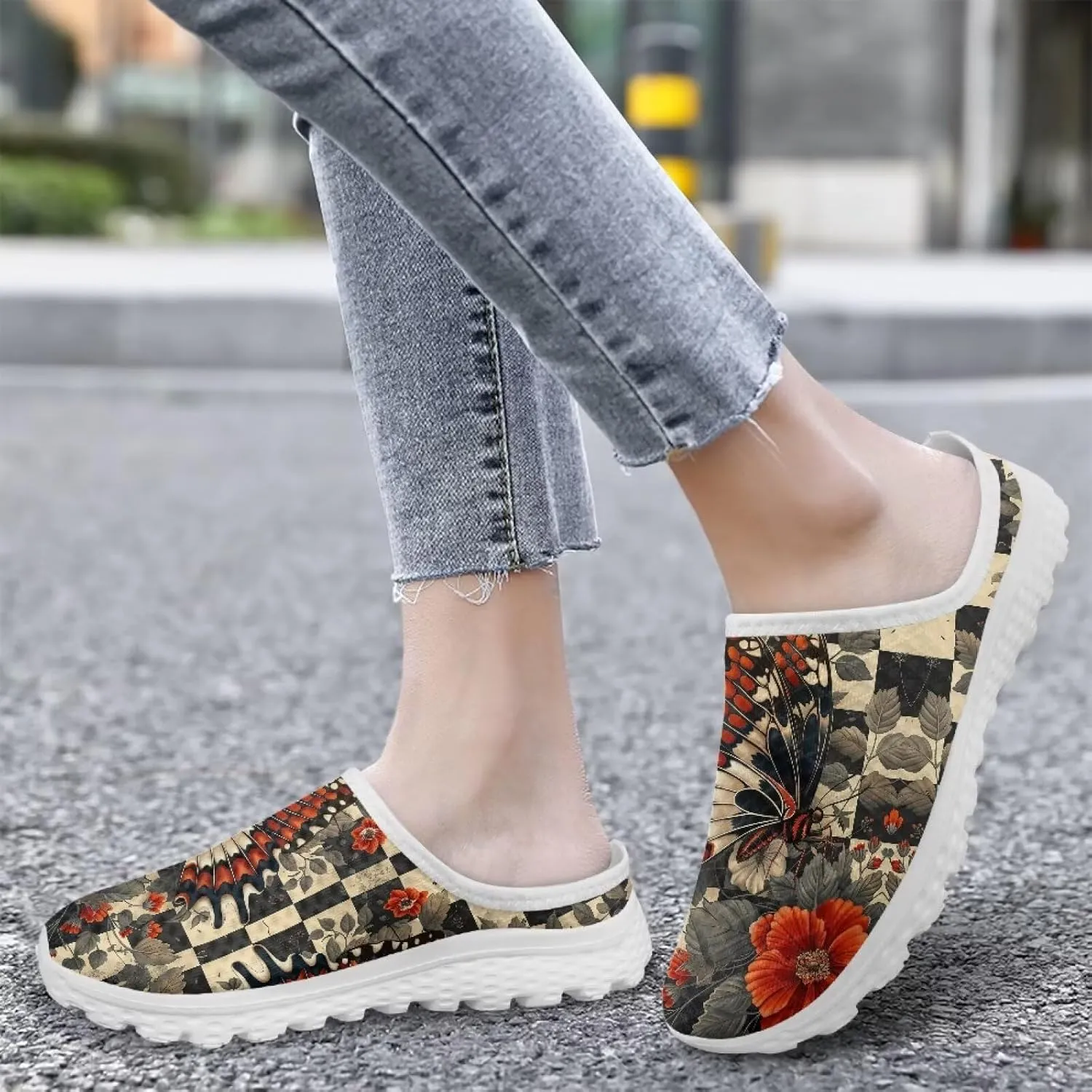 Howilath Womens Garden Shoes Clogs Soft Mules Non-Slip Garden Work Shoes with Arch Support EVA Flat Sandals for Casual