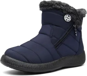 Hsyooes Womens Warm Fur Lined Winter Snow Boots Waterproof Ankle Boots Outdoor Booties Comfortable Shoes for Women