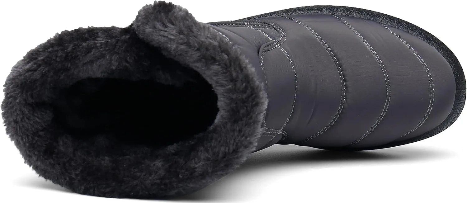 Hsyooes Womens Warm Fur Lined Winter Snow Boots Waterproof Ankle Boots Outdoor Booties Comfortable Shoes for Women