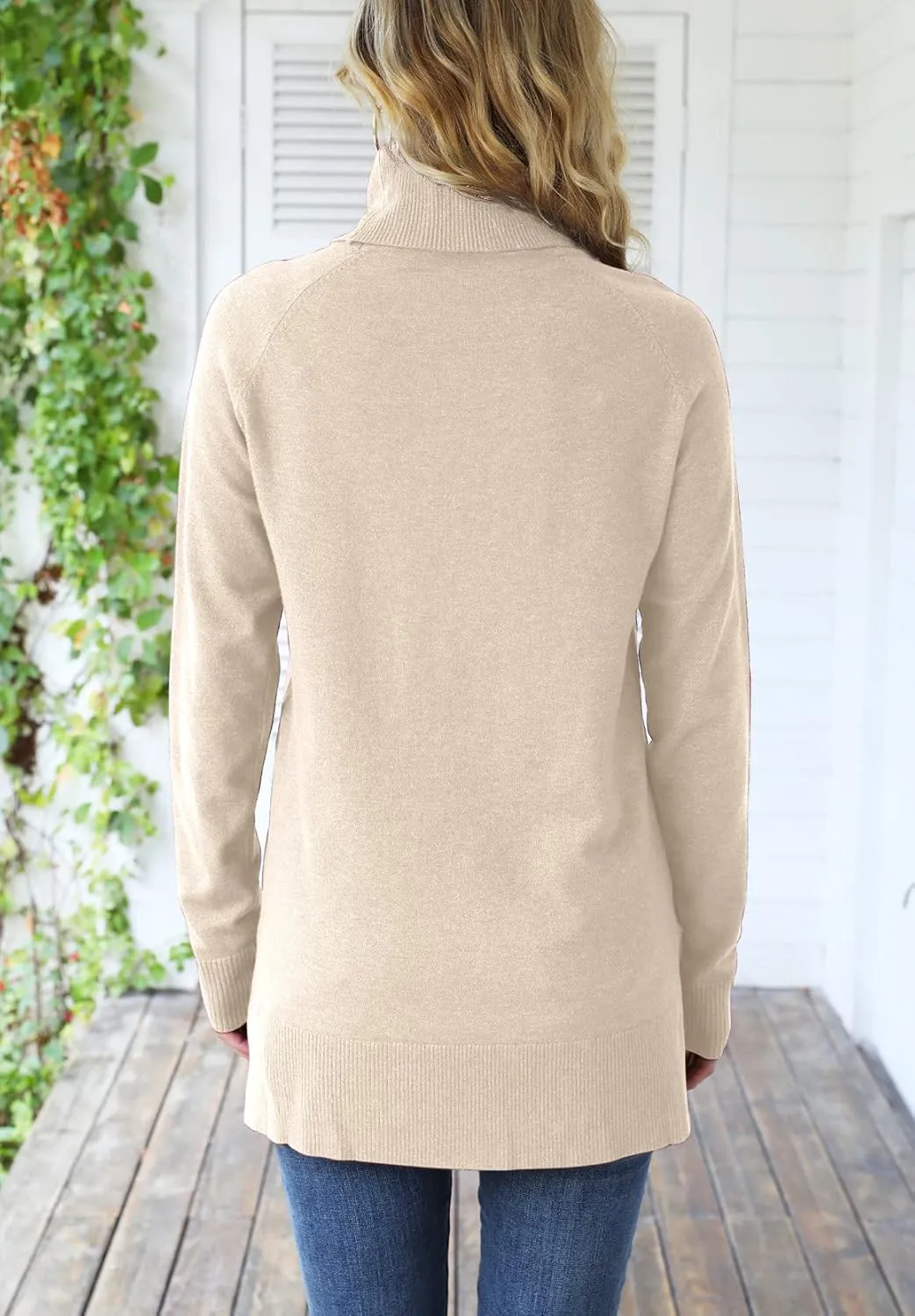 HWOKEFEIYU Women 2024 Fall Trendy Casual Sweater Turtleneck Long Sleeve Sweaters Pullover