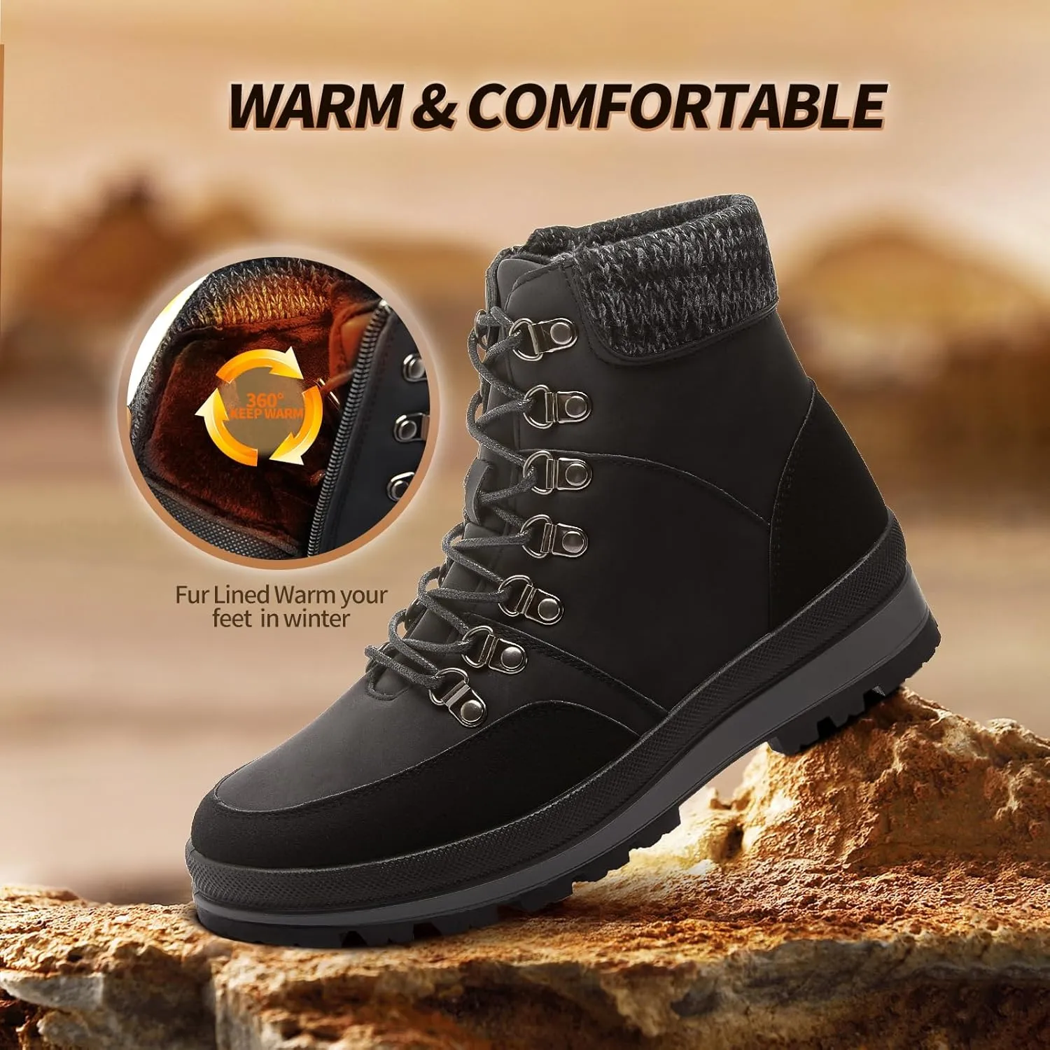 HYPOCRUTE Winter Snow Boots for Women Water Resistant Hiking Work Boots Women’s Snow Ankle Boots Comfortable Outdoor Shoes