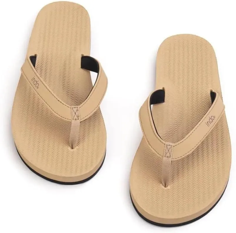 Indosole Men's ESSNTLS Vegan All-Terrain Flip Flops, [Reused Tire Sole, Natural Rubber Arch Support No-slip Footbed, Comfortable ENVRO Strap, Waterproof]
