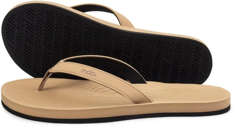 Indosole Men's ESSNTLS Vegan All-Terrain Flip Flops, [Reused Tire Sole, Natural Rubber Arch Support No-slip Footbed, Comfortable ENVRO Strap, Waterproof]