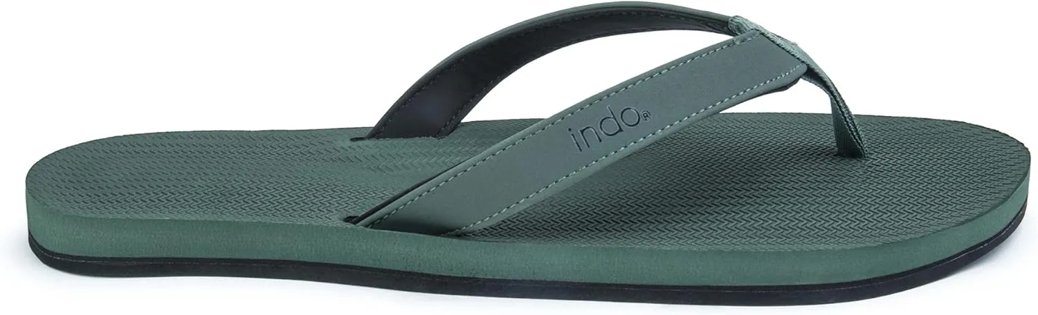 Indosole Men's ESSNTLS Vegan All-Terrain Flip Flops, [Reused Tire Sole, Natural Rubber Arch Support No-slip Footbed, Comfortable ENVRO Strap, Waterproof]