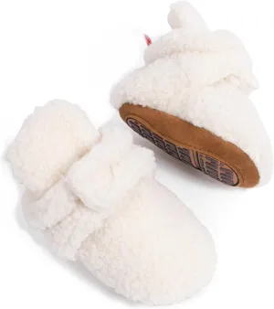 Infant Baby Boys Girls Cozy Fleece Booties Stay on Slippers Non Slip Soft Gripper Sock Shoes Toddler First Walker Newborn Crib Birthday Shower Gift