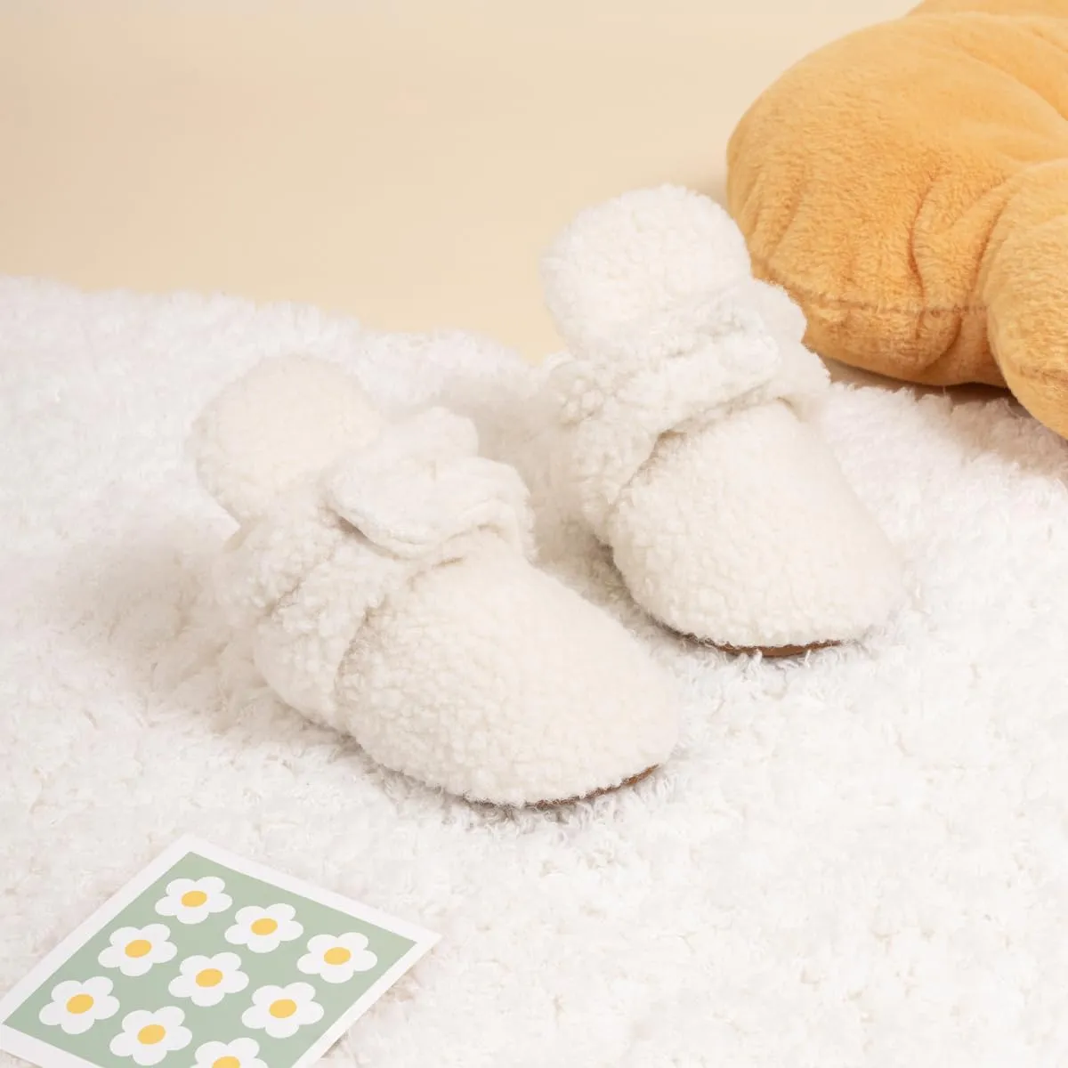 Infant Baby Boys Girls Cozy Fleece Booties Stay on Slippers Non Slip Soft Gripper Sock Shoes Toddler First Walker Newborn Crib Birthday Shower Gift