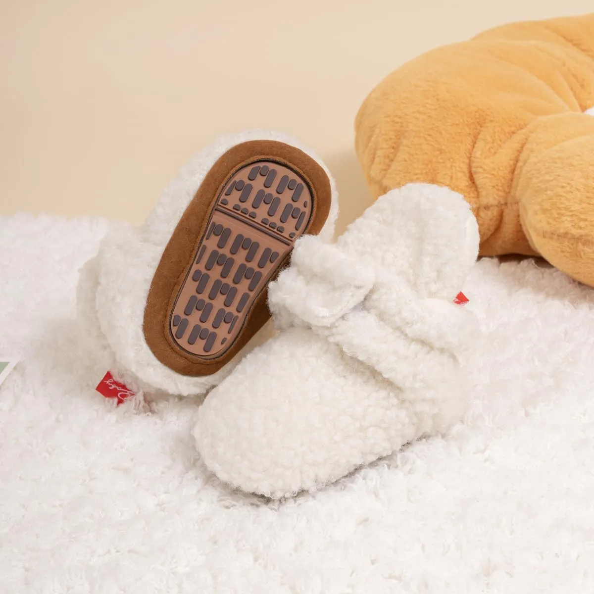Infant Baby Boys Girls Cozy Fleece Booties Stay on Slippers Non Slip Soft Gripper Sock Shoes Toddler First Walker Newborn Crib Birthday Shower Gift