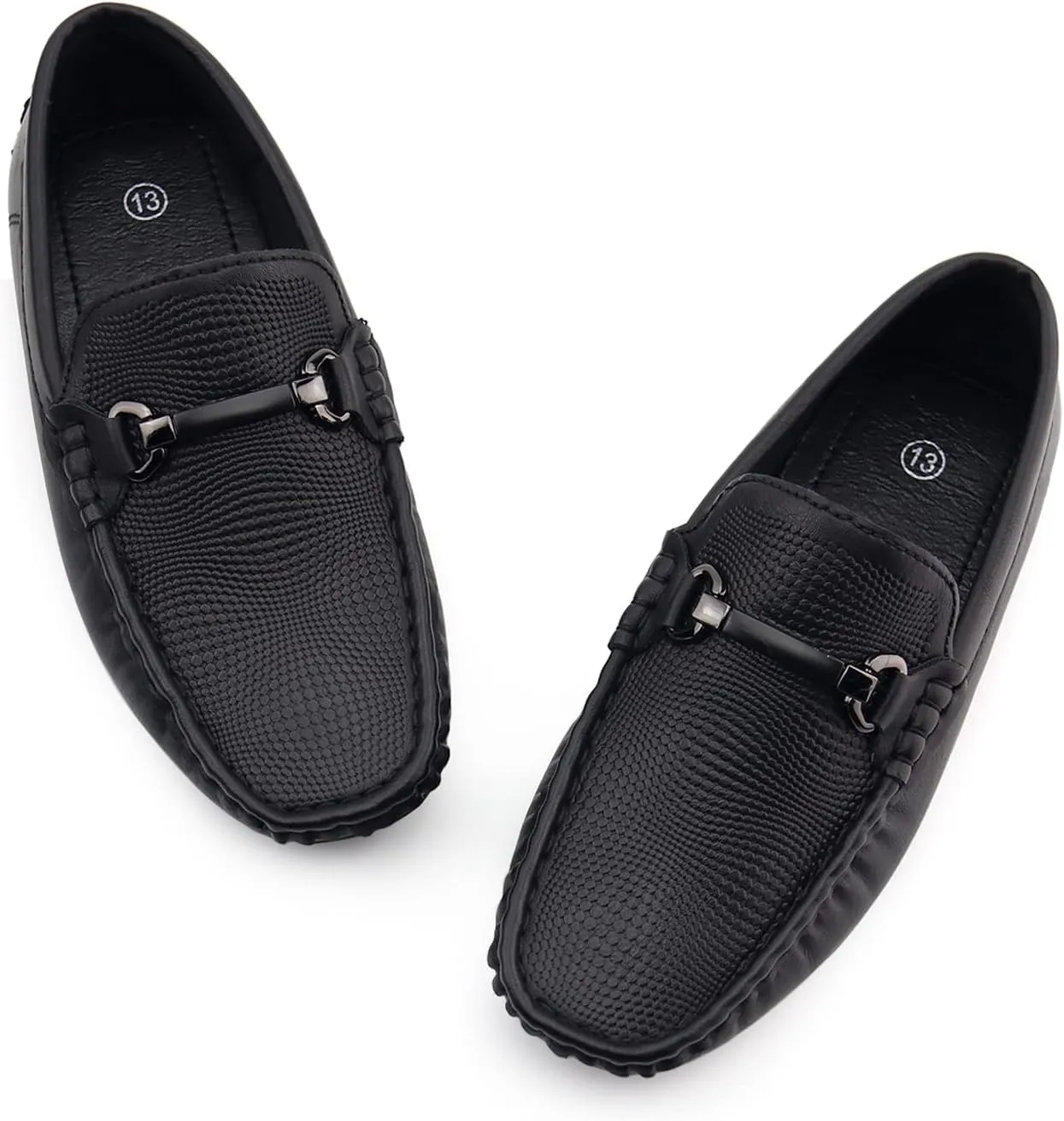 JABASIC Kids Penny Loafer Casual Slip-On Moccasin Flats Boys Dress Shoes