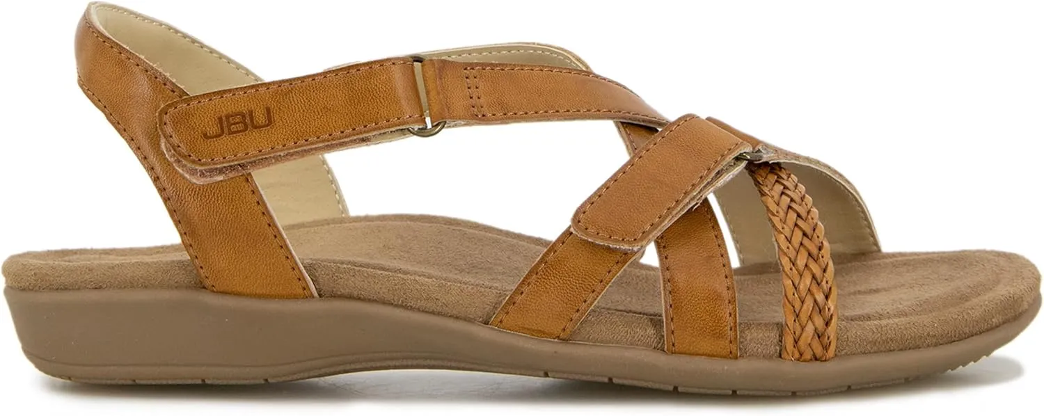 JBU Brooke Vegan Women's Comfort Casual Adjustable Ankle Strap Classic Flat Sandals