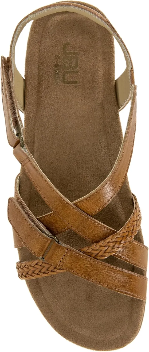 JBU Brooke Vegan Women's Comfort Casual Adjustable Ankle Strap Classic Flat Sandals