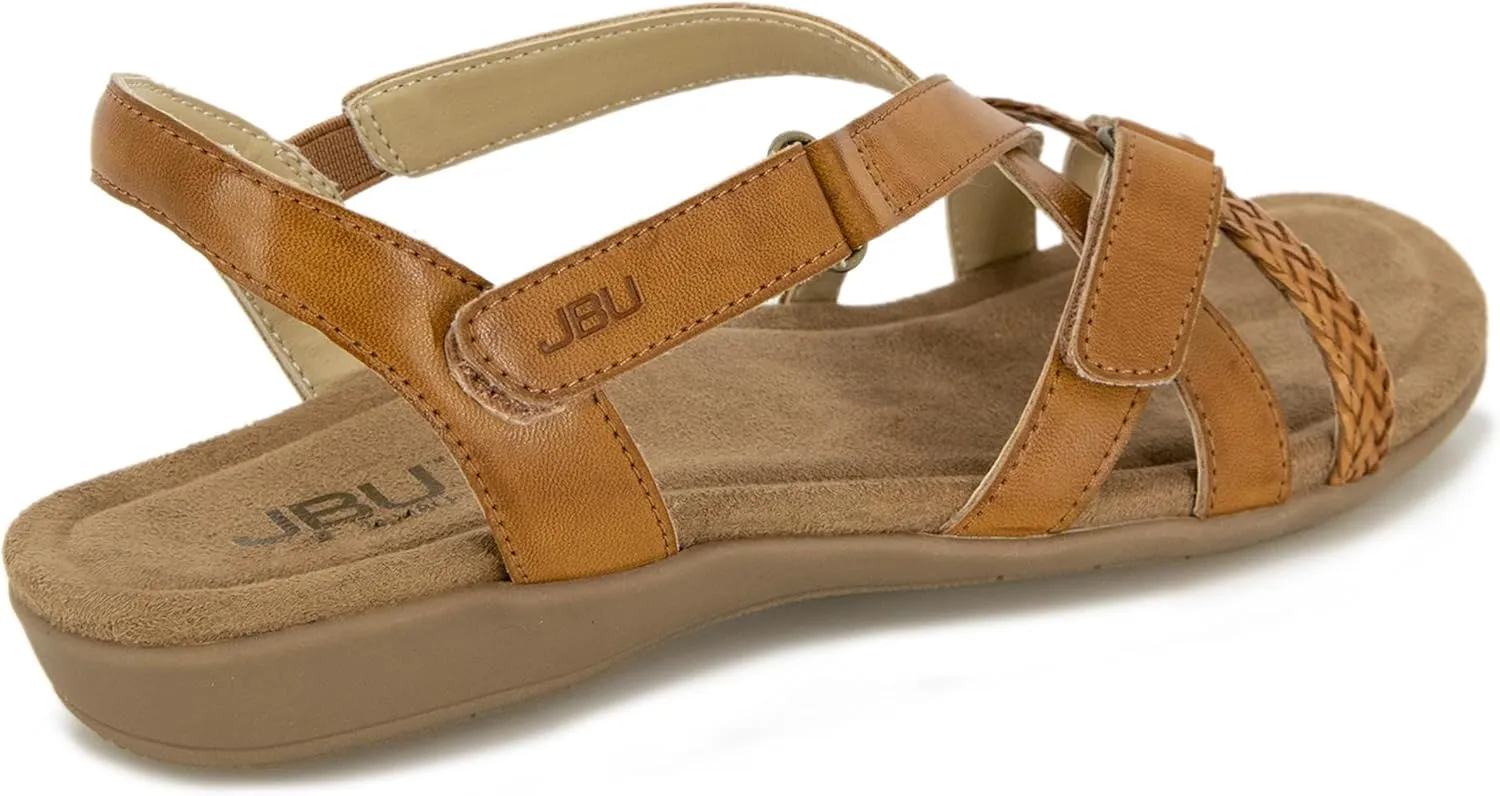 JBU Brooke Vegan Women's Comfort Casual Adjustable Ankle Strap Classic Flat Sandals