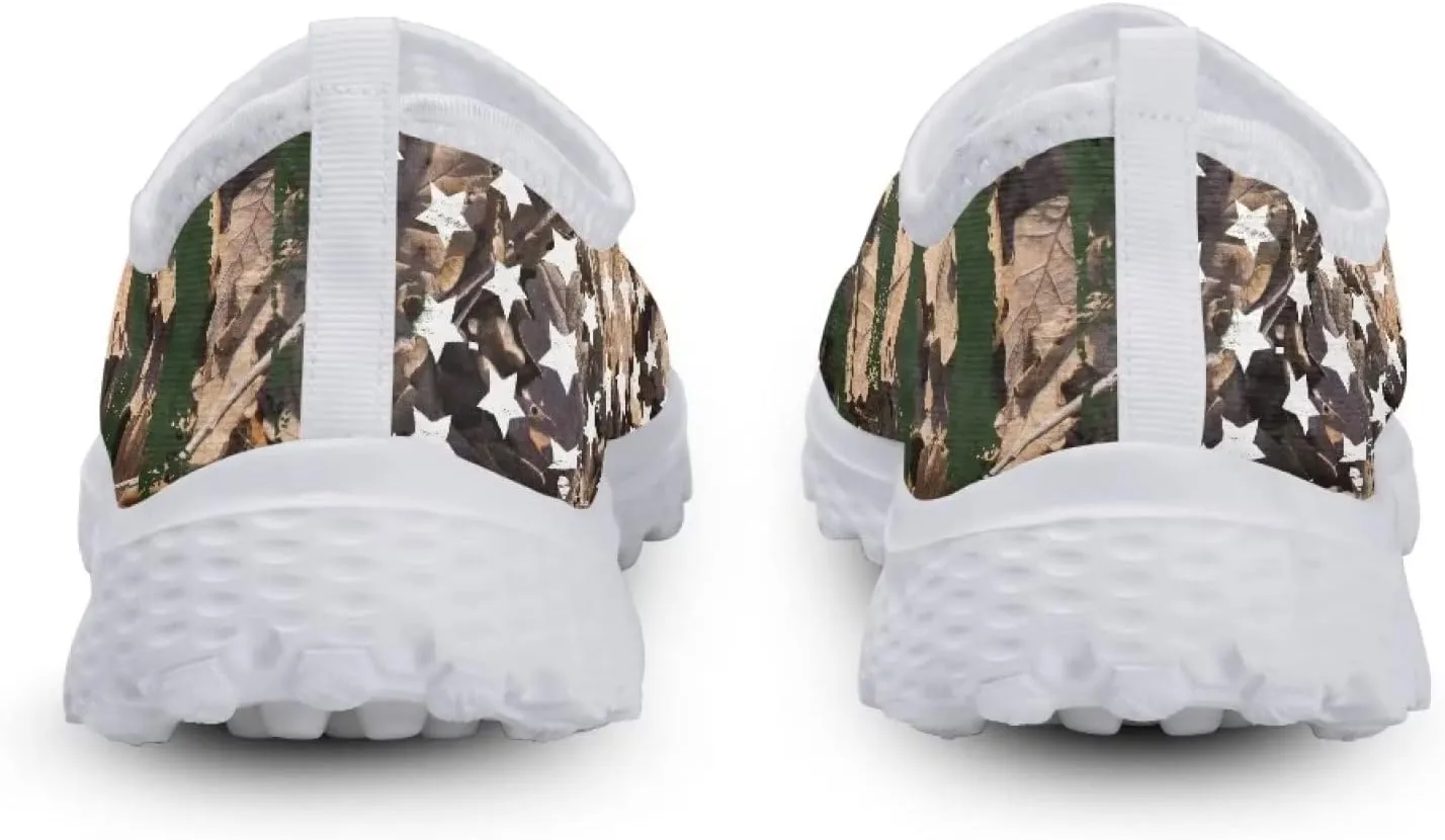 Jeiento American Flag Shoes for Men Women Road Running Shoes Womens Mens Comfortable Walking Tennis Sneakers Athletic Shoes