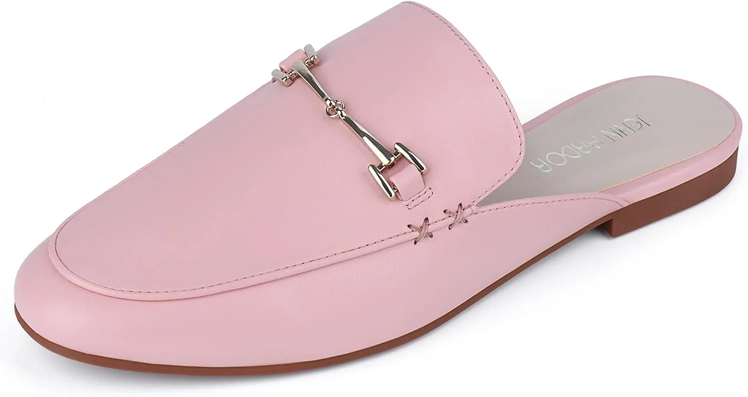 JENN ARDOR Mules for Women Flats Backless Loafers Shoes Slip On Slippers Pointed Toe Low Heel Work Slides Womens Mules Casual Shoes