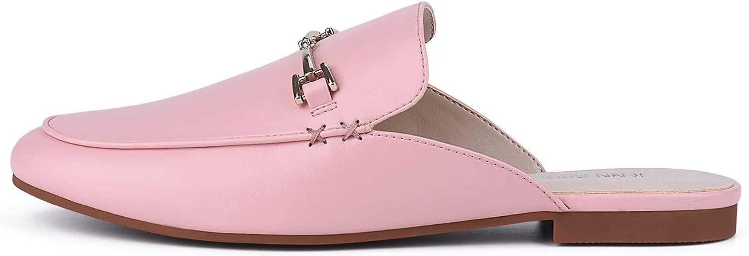JENN ARDOR Mules for Women Flats Backless Loafers Shoes Slip On Slippers Pointed Toe Low Heel Work Slides Womens Mules Casual Shoes