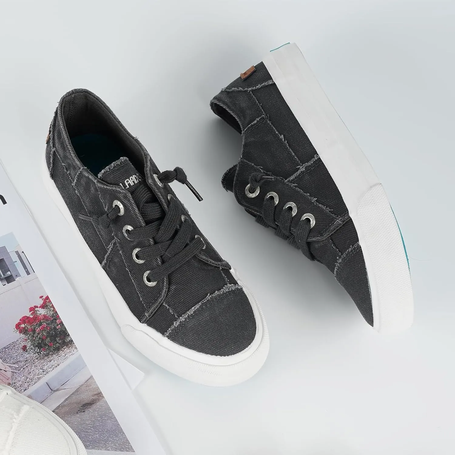JENN ARDOR Womens Slip On Sneakers Low Tops Canvas Shoes for Women Casual Tennis Shoes Play Sneakers Fashion Shoes