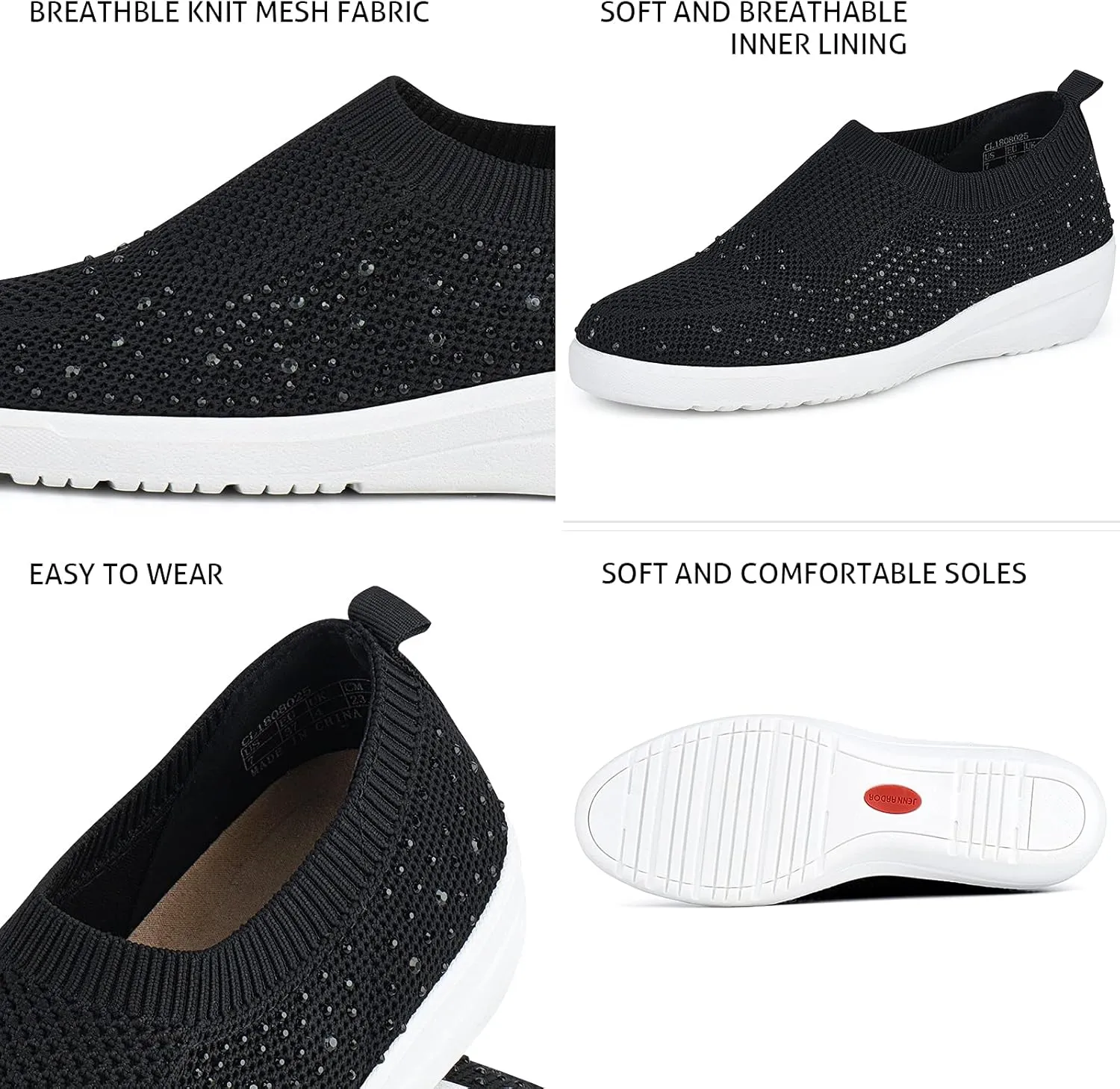 JENN ARDOR Womens Slip Ons Sneaker Shoes Mesh Knit Casual Walking Shoes Breathable Lightweight Fashion Sock Sneakers