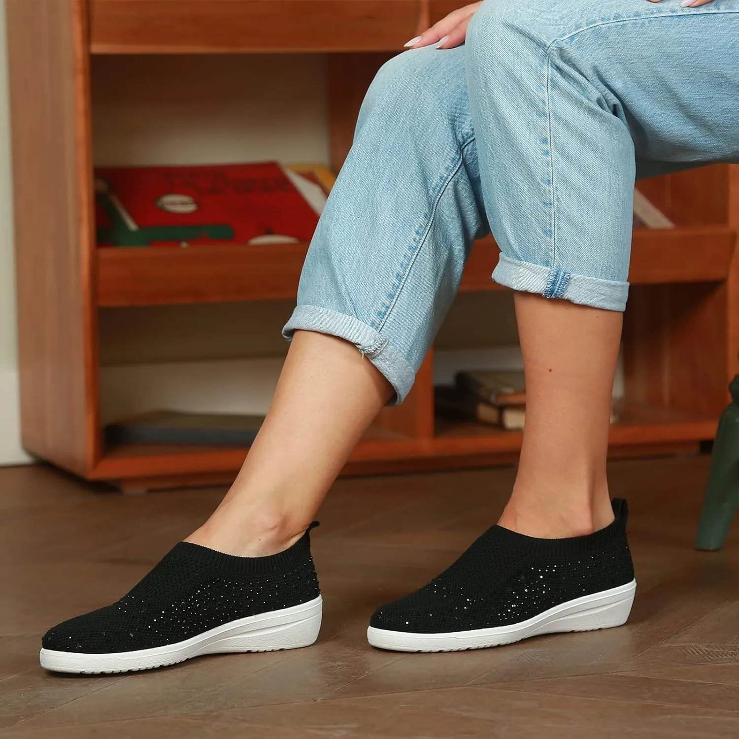 JENN ARDOR Womens Slip Ons Sneaker Shoes Mesh Knit Casual Walking Shoes Breathable Lightweight Fashion Sock Sneakers