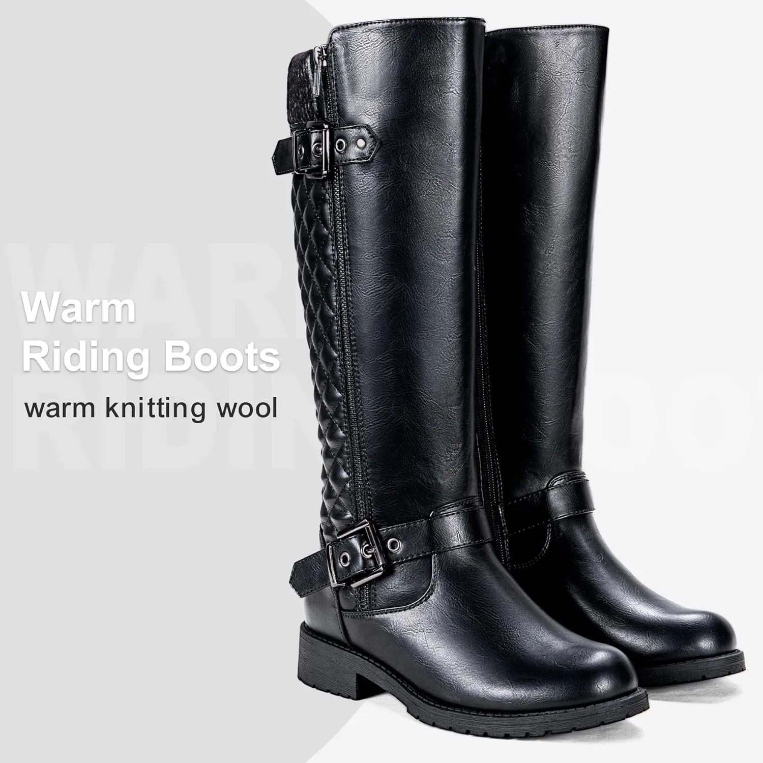 Jeossy Women's Knee High Riding Tall Boots, Comfortable with Metal Buckle and Zipper Boots with Wide Calf
