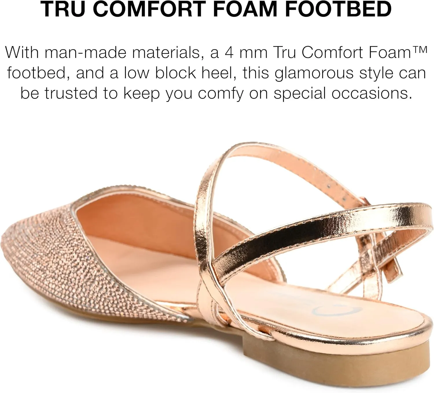 Journee Collection Womens Metallic Rhinestone Slingbacks