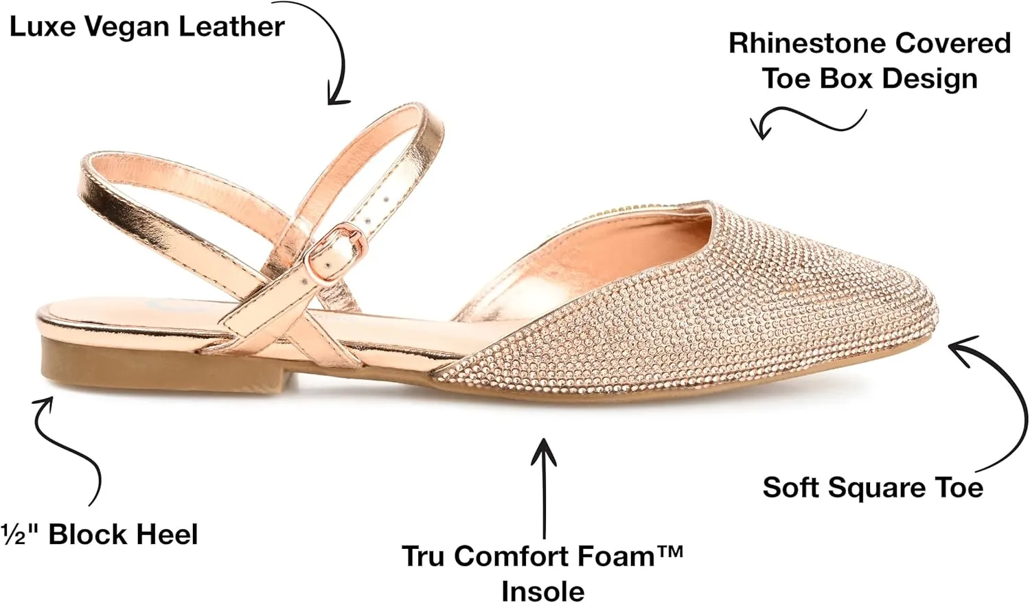 Journee Collection Womens Metallic Rhinestone Slingbacks