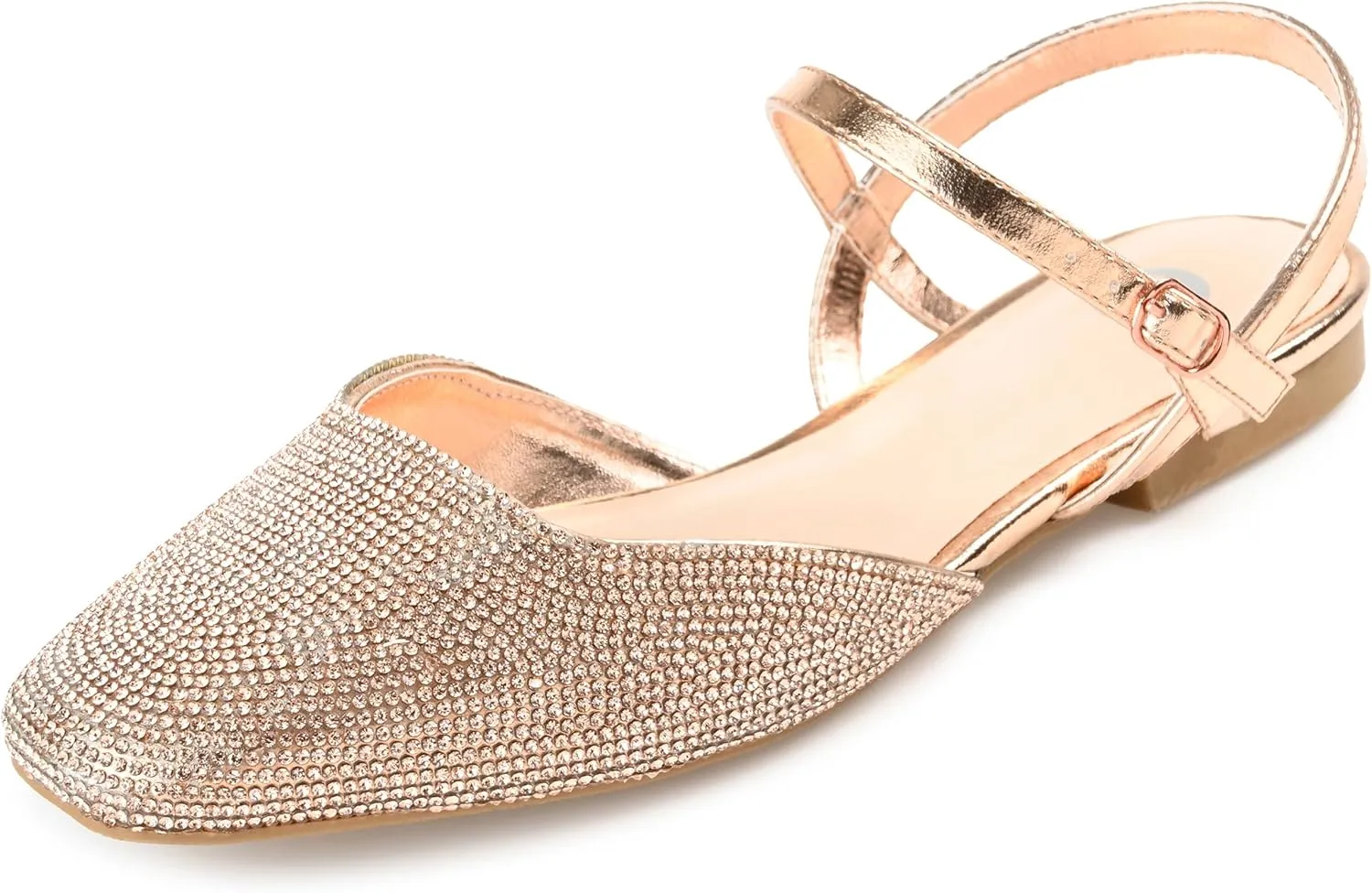 Journee Collection Womens Metallic Rhinestone Slingbacks