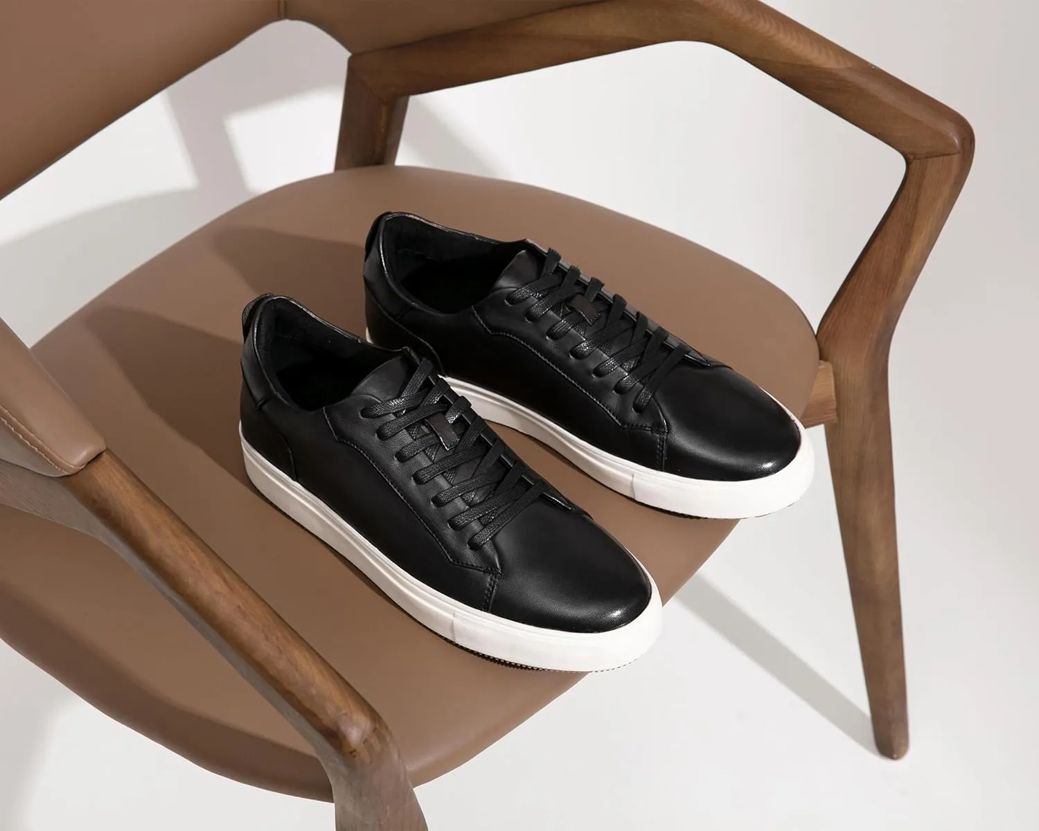 Jousen Men’s Fashion Sneakers Polished Leather Mens Dress Sneakers Stylish Retro Mens Business Casual Shoes