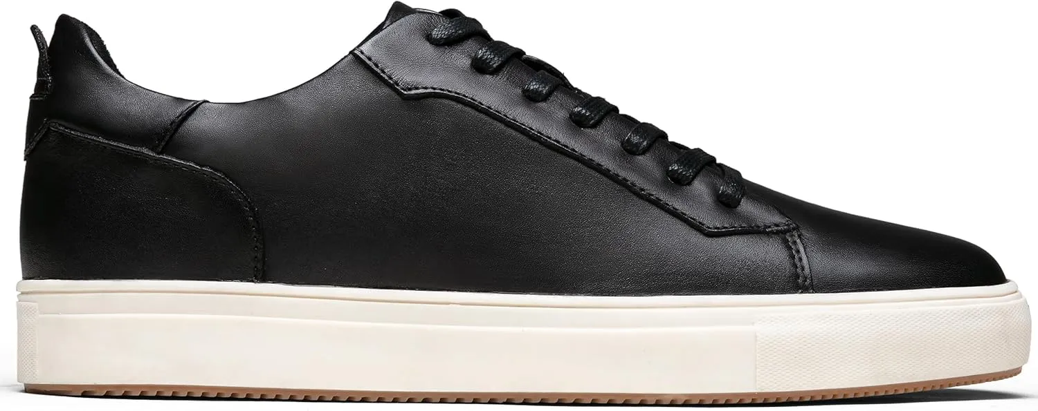 Jousen Men’s Fashion Sneakers Polished Leather Mens Dress Sneakers Stylish Retro Mens Business Casual Shoes