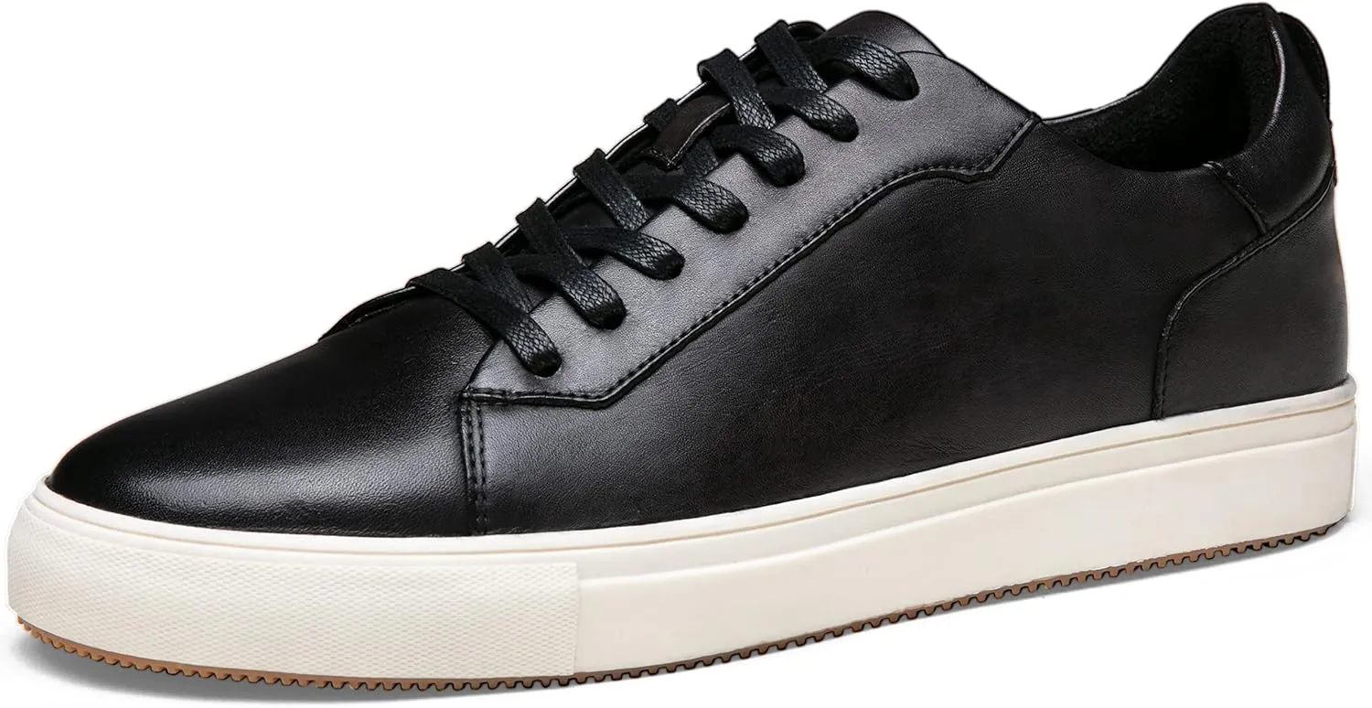Jousen Men’s Fashion Sneakers Polished Leather Mens Dress Sneakers Stylish Retro Mens Business Casual Shoes
