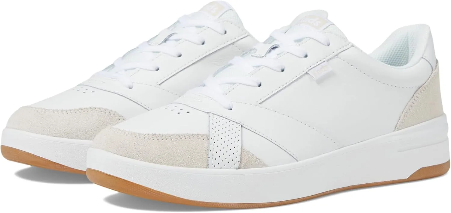 Keds The Court Lace-Up Sneakers for Women - Leather Upper - Suede Overlays - EVA Insole - Rubber Outsole