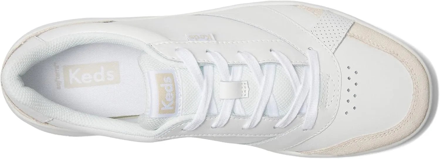 Keds The Court Lace-Up Sneakers for Women - Leather Upper - Suede Overlays - EVA Insole - Rubber Outsole