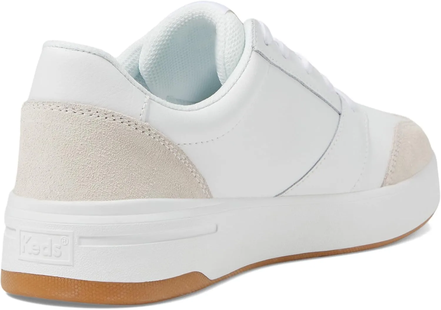 Keds The Court Lace-Up Sneakers for Women - Leather Upper - Suede Overlays - EVA Insole - Rubber Outsole