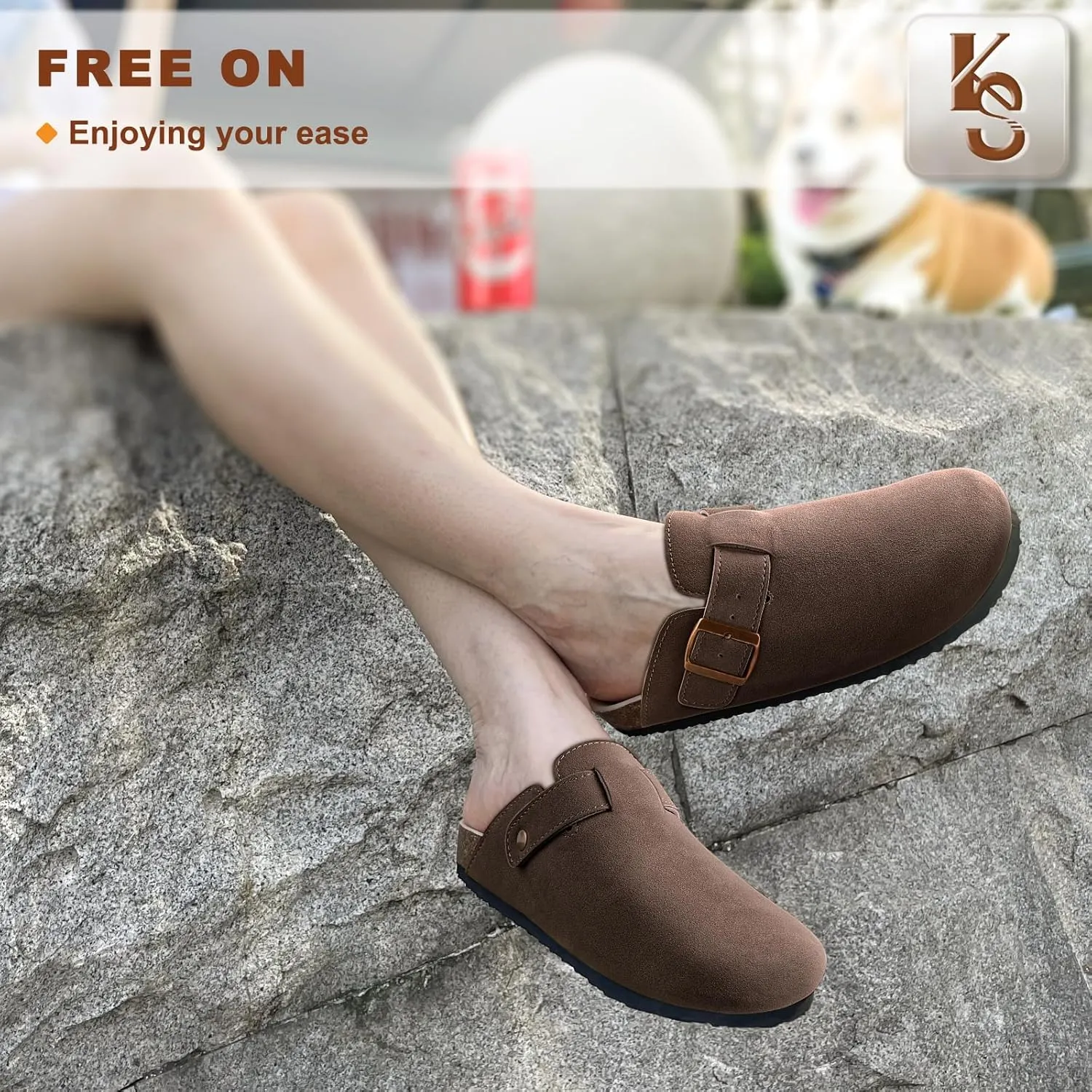 KEMISANT Men Clogs-Comfortable Suede Mules Slippers Sandals Nurse Potato Shoes Unisex-Cushioned Cork-Footbed