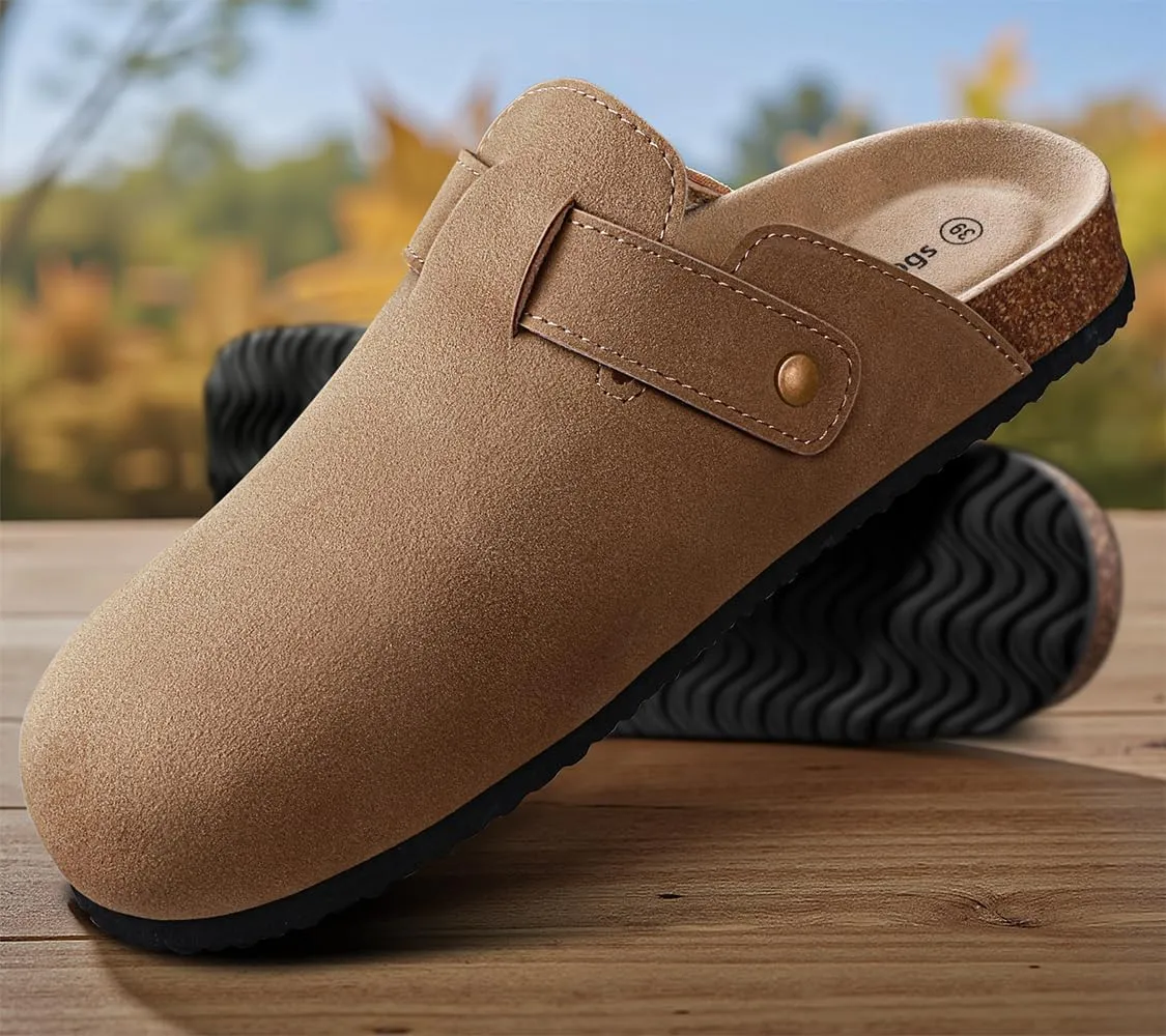 KEMISANT Men Clogs-Comfortable Suede Mules Slippers Sandals Nurse Potato Shoes Unisex-Cushioned Cork-Footbed