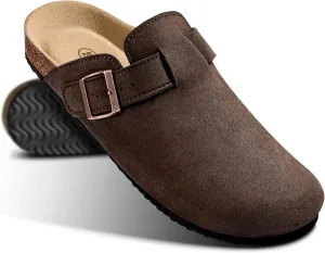 KEMISANT Men Clogs-Comfortable Suede Mules Slippers Sandals Nurse Potato Shoes Unisex-Cushioned Cork-Footbed