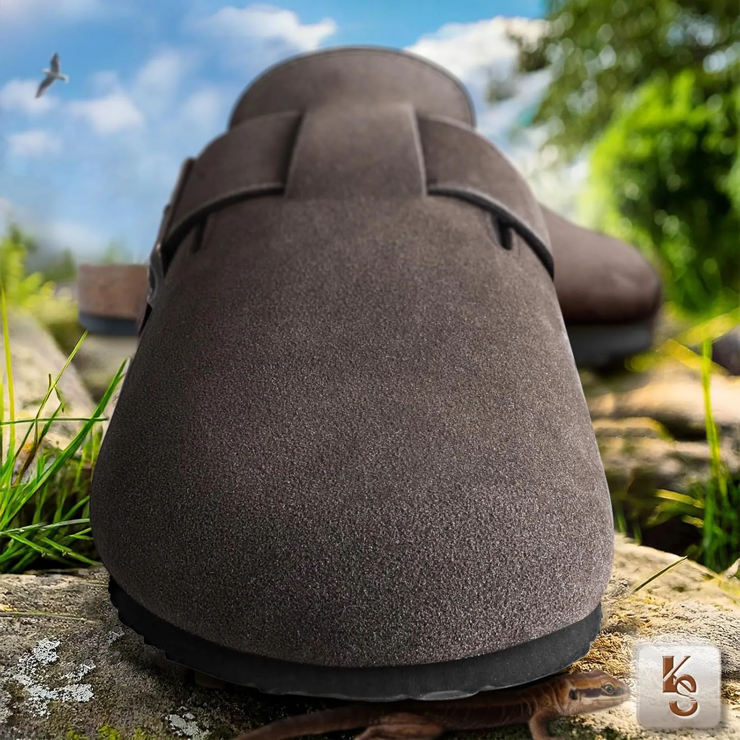 KEMISANT Men Clogs-Comfortable Suede Mules Slippers Sandals Nurse Potato Shoes Unisex-Cushioned Cork-Footbed