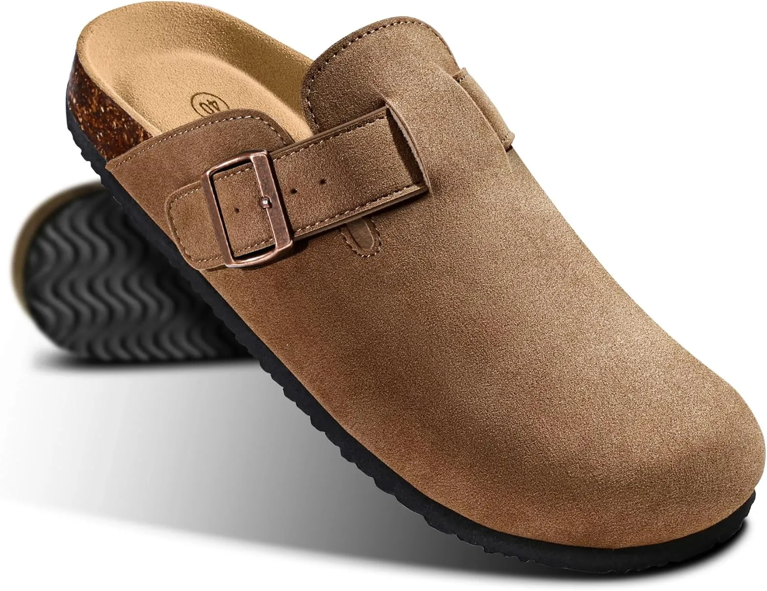 KEMISANT Men Clogs-Comfortable Suede Mules Slippers Sandals Nurse Potato Shoes Unisex-Cushioned Cork-Footbed