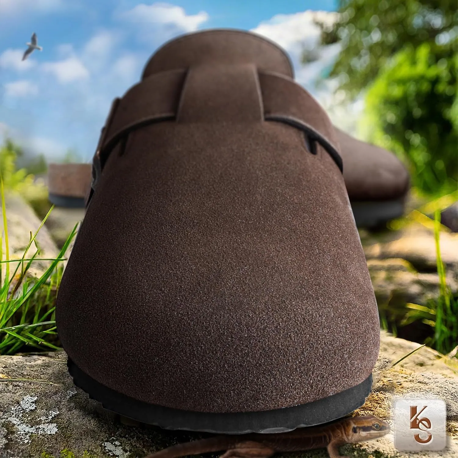 KEMISANT Men Clogs-Comfortable Suede Mules Slippers Sandals Nurse Potato Shoes Unisex-Cushioned Cork-Footbed