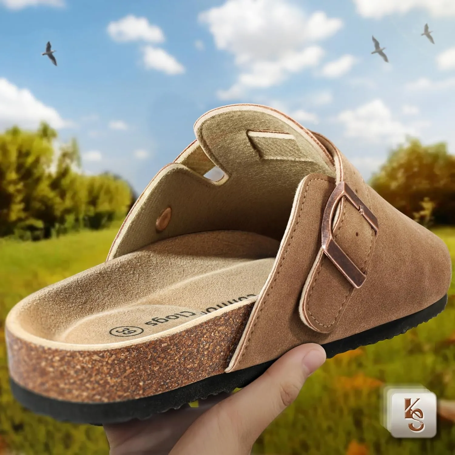 KEMISANT Men Clogs-Comfortable Suede Mules Slippers Sandals Nurse Potato Shoes Unisex-Cushioned Cork-Footbed
