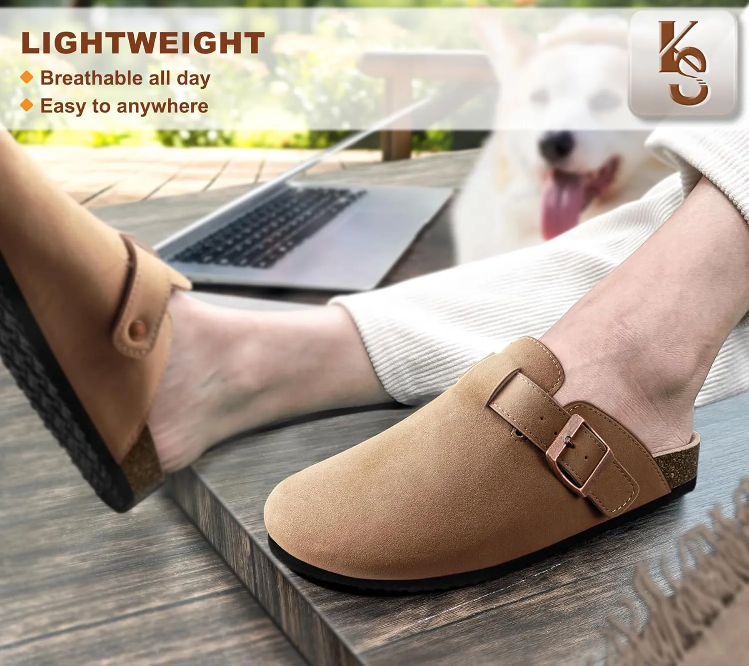 KEMISANT Men Clogs-Comfortable Suede Mules Slippers Sandals Nurse Potato Shoes Unisex-Cushioned Cork-Footbed