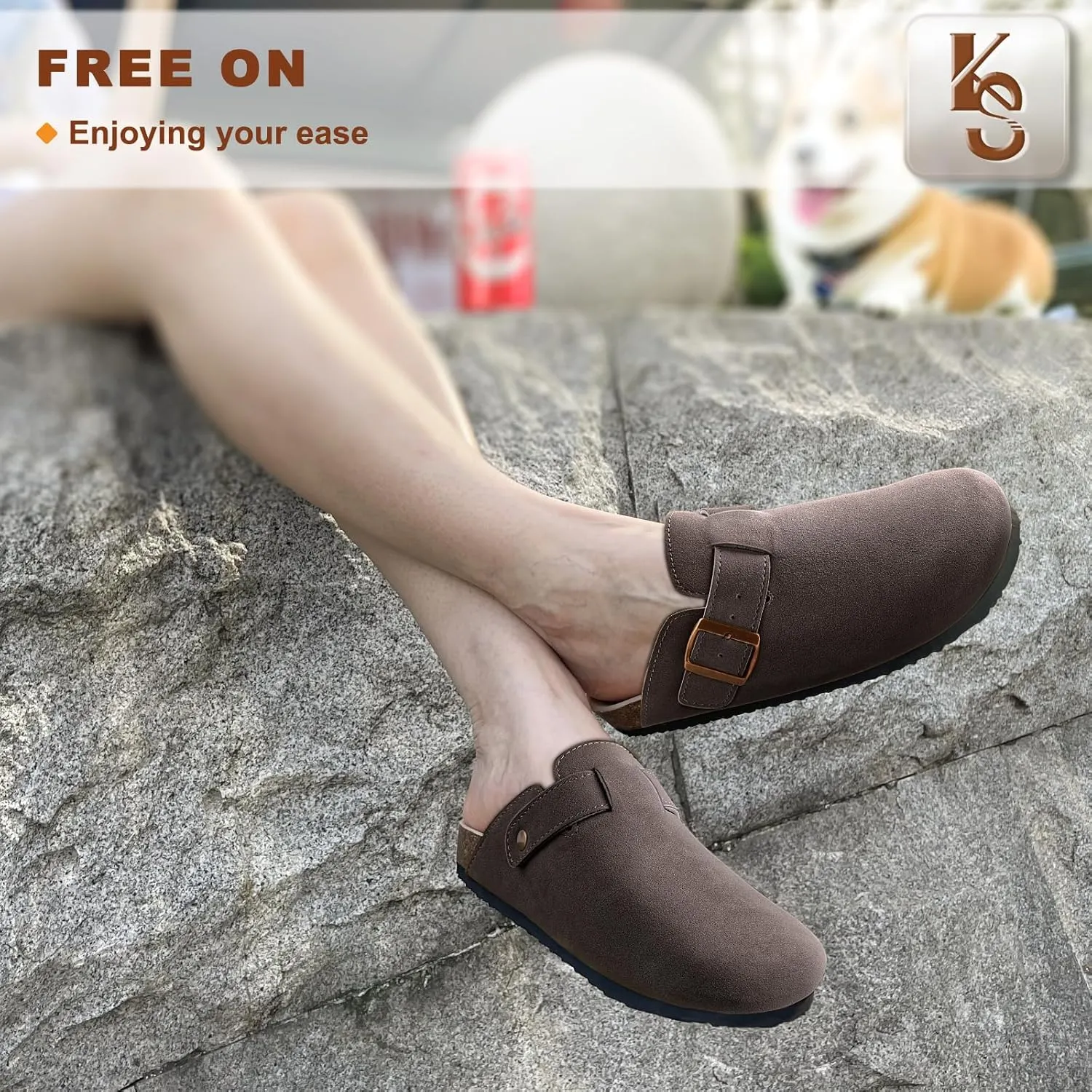 KEMISANT Men Clogs-Comfortable Suede Mules Slippers Sandals Nurse Potato Shoes Unisex-Cushioned Cork-Footbed