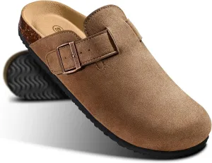 KEMISANT Men Clogs-Comfortable Suede Mules Slippers Sandals Nurse Potato Shoes Unisex-Cushioned Cork-Footbed