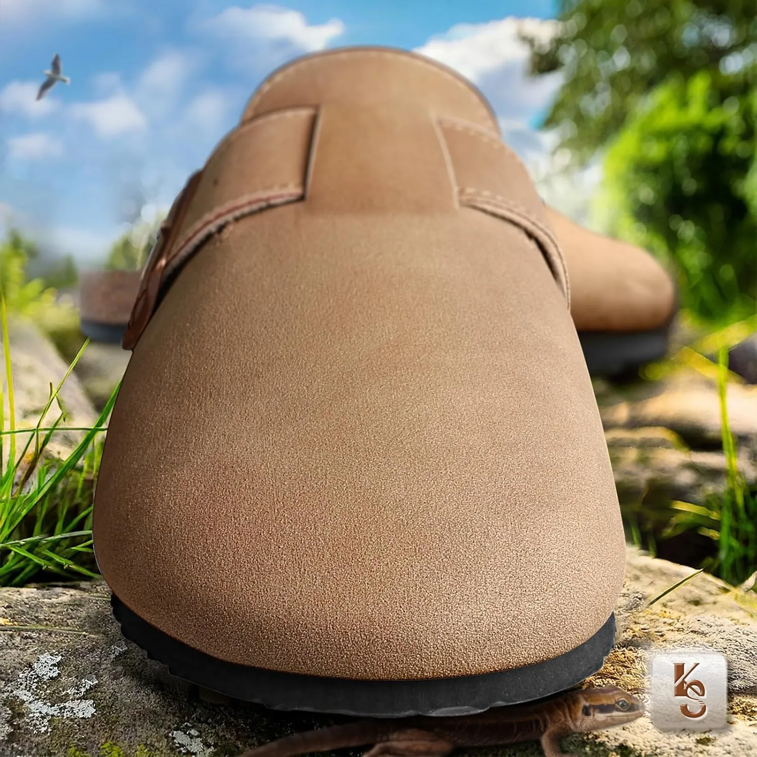 KEMISANT Men Clogs-Comfortable Suede Mules Slippers Sandals Nurse Potato Shoes Unisex-Cushioned Cork-Footbed