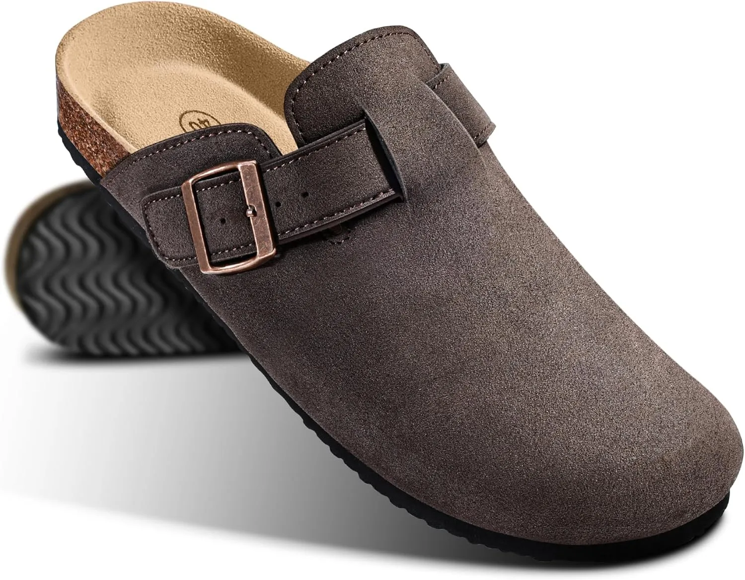 KEMISANT Men Clogs-Comfortable Suede Mules Slippers Sandals Nurse Potato Shoes Unisex-Cushioned Cork-Footbed