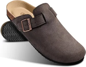 KEMISANT Men Clogs-Comfortable Suede Mules Slippers Sandals Nurse Potato Shoes Unisex-Cushioned Cork-Footbed
