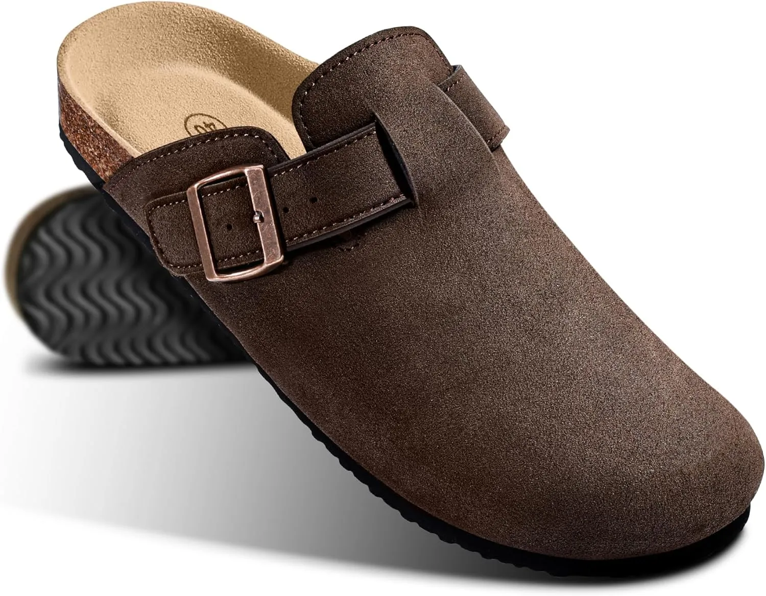 KEMISANT Men Clogs-Comfortable Suede Mules Slippers Sandals Nurse Potato Shoes Unisex-Cushioned Cork-Footbed