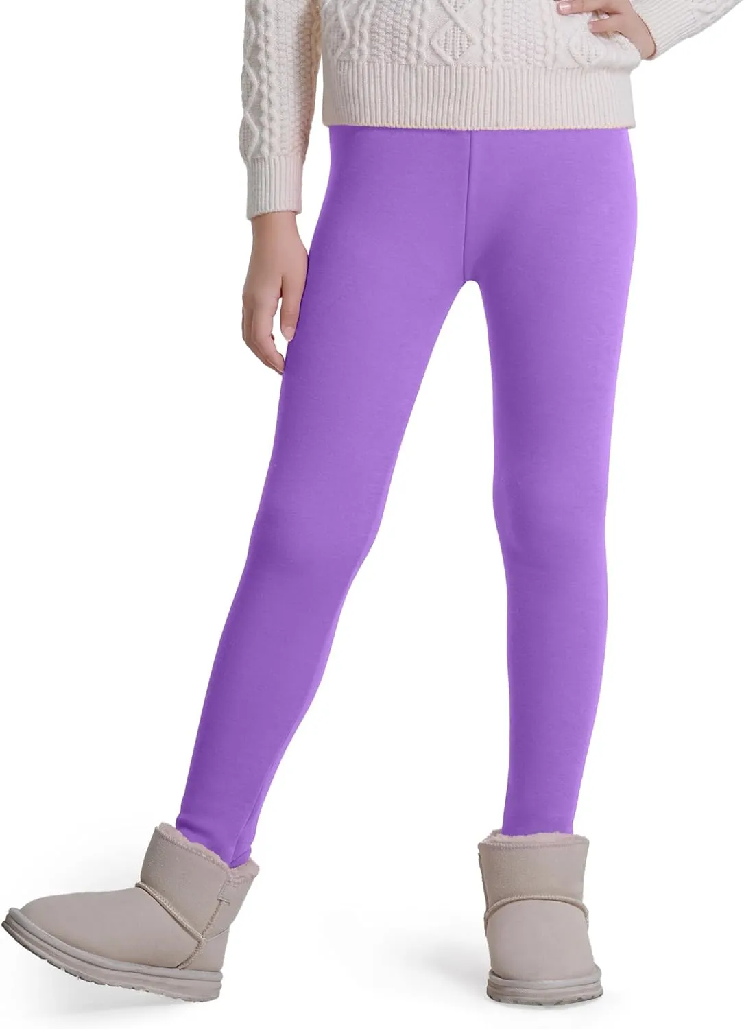 KEREDA Girls Fleece Lined Leggings Pack of 2 Winter Warm Pants Girls Clothes