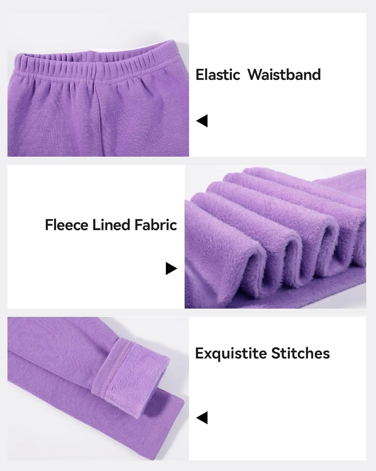KEREDA Girls Fleece Lined Leggings Pack of 2 Winter Warm Pants Girls Clothes