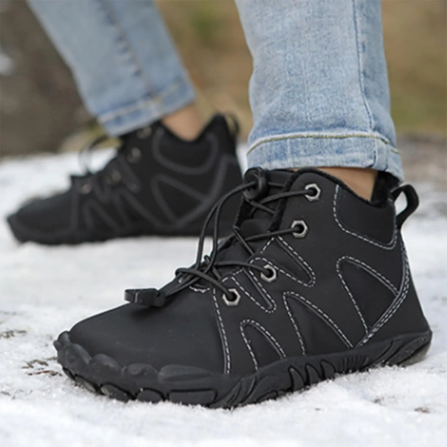 Kids 𝐖aterproof Barefoot Boots Boys Girls Winter Warm Winter Shoes Boots Wide Toe Highly Elastic Non-Slip Shoes