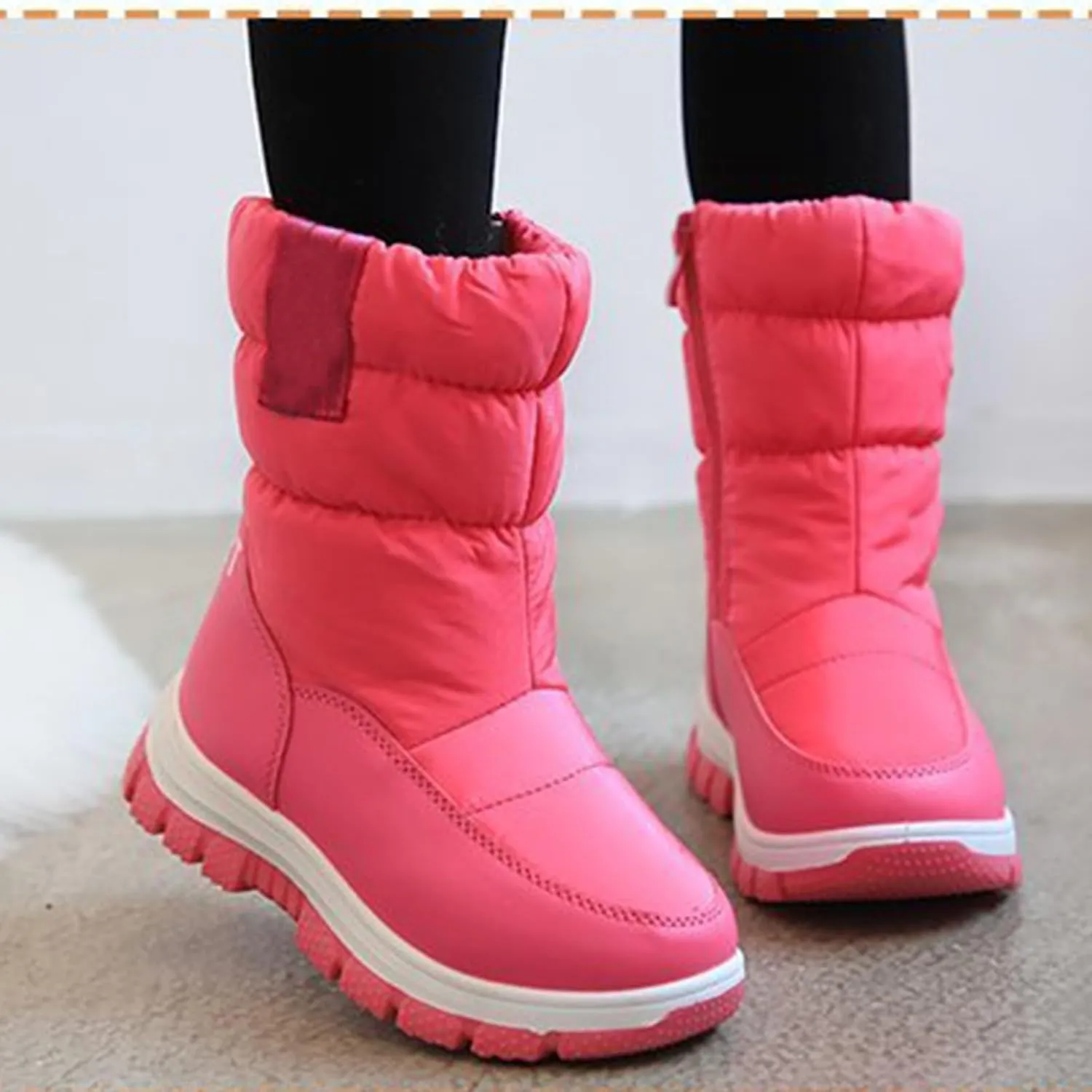 Kids 𝐖aterproof Snow Boots Girls Boys Insulated Warm Fleece Lined Winter Mid Calf Thickened Shoes for Outdoor