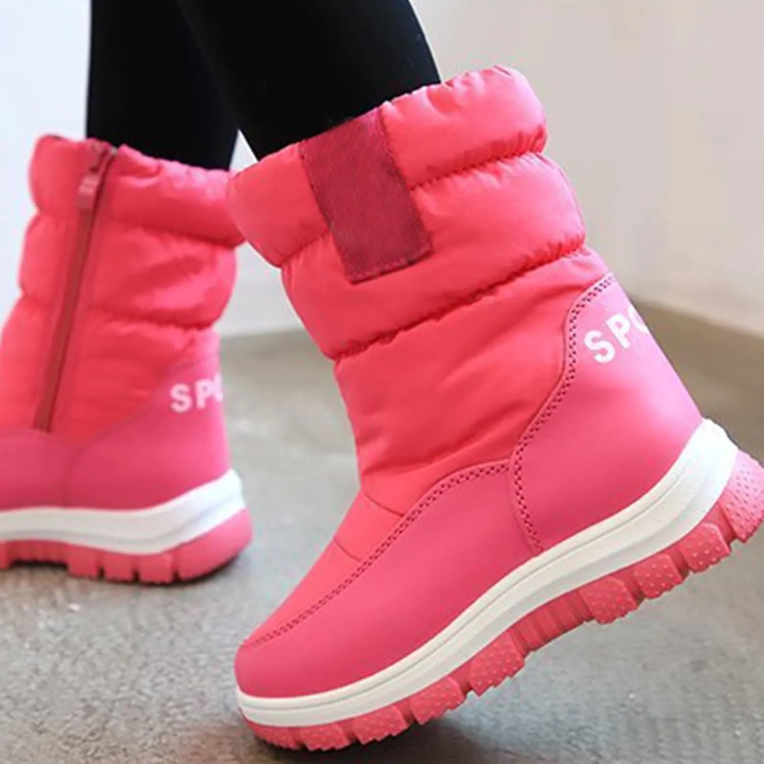 Kids 𝐖aterproof Snow Boots Girls Boys Insulated Warm Fleece Lined Winter Mid Calf Thickened Shoes for Outdoor